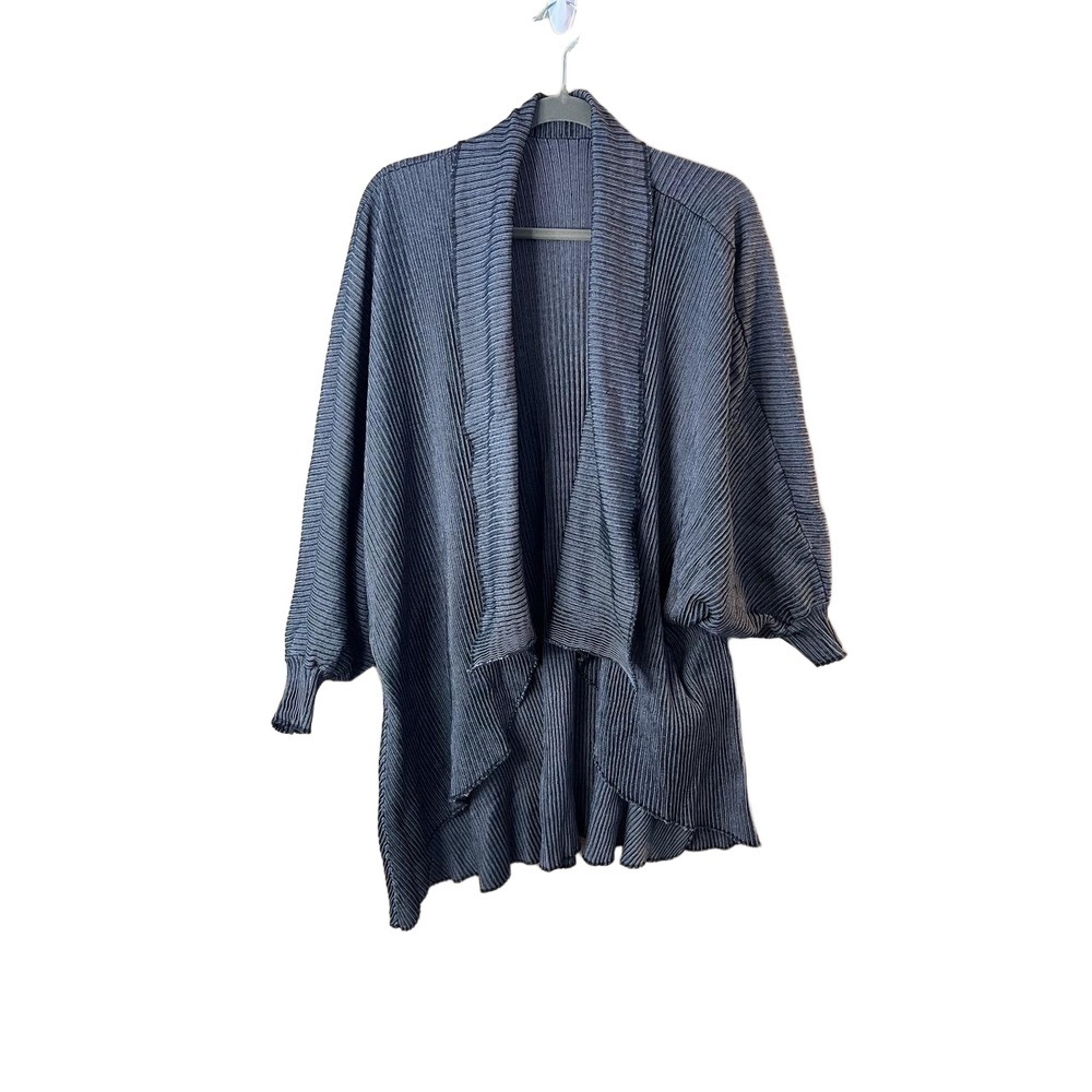 Michelle St John Navy Open Front Batwing Sleeves Cardigan Ribbed Knit Size S-XL